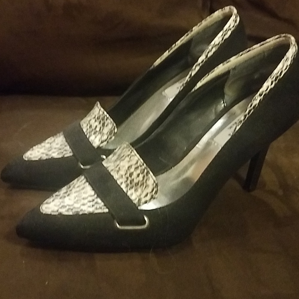 Snakeskin Black Heels